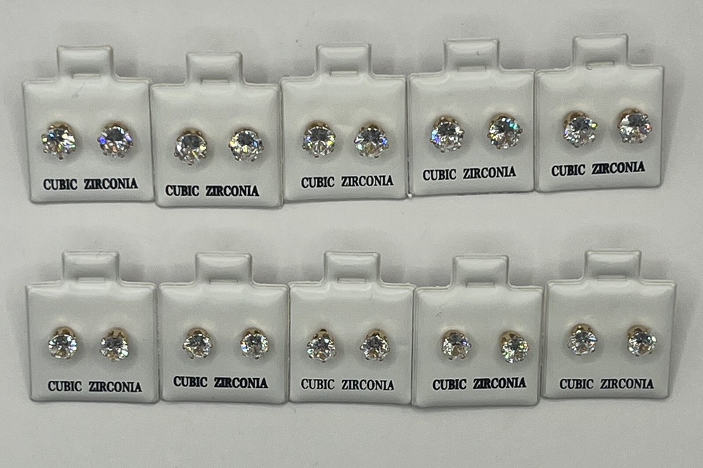 5mm & 6mm Round Cut Cubic Zirconia Stud Earrings - Clearance Sale-image