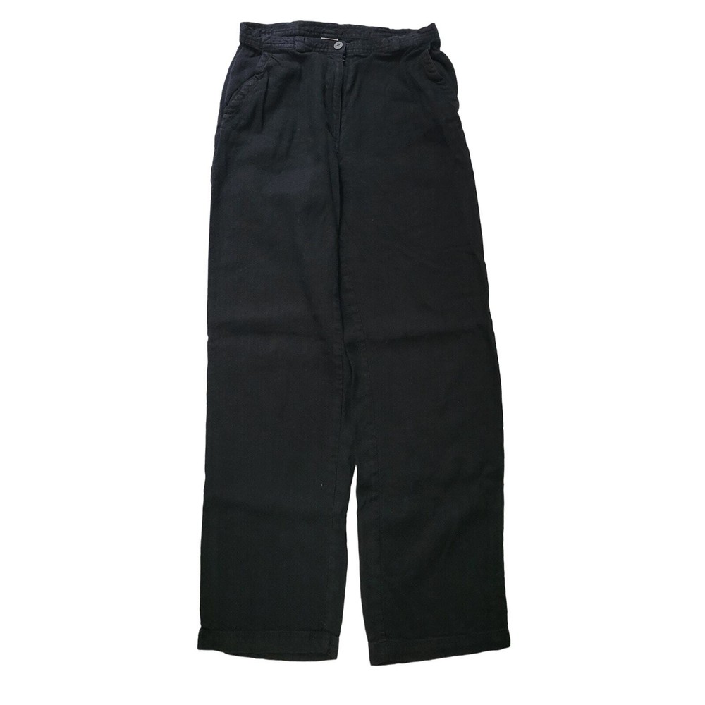 J. Jill Size 6 Black Linen Blend Straight Leg Casual Pants Summer Beach Vacation
