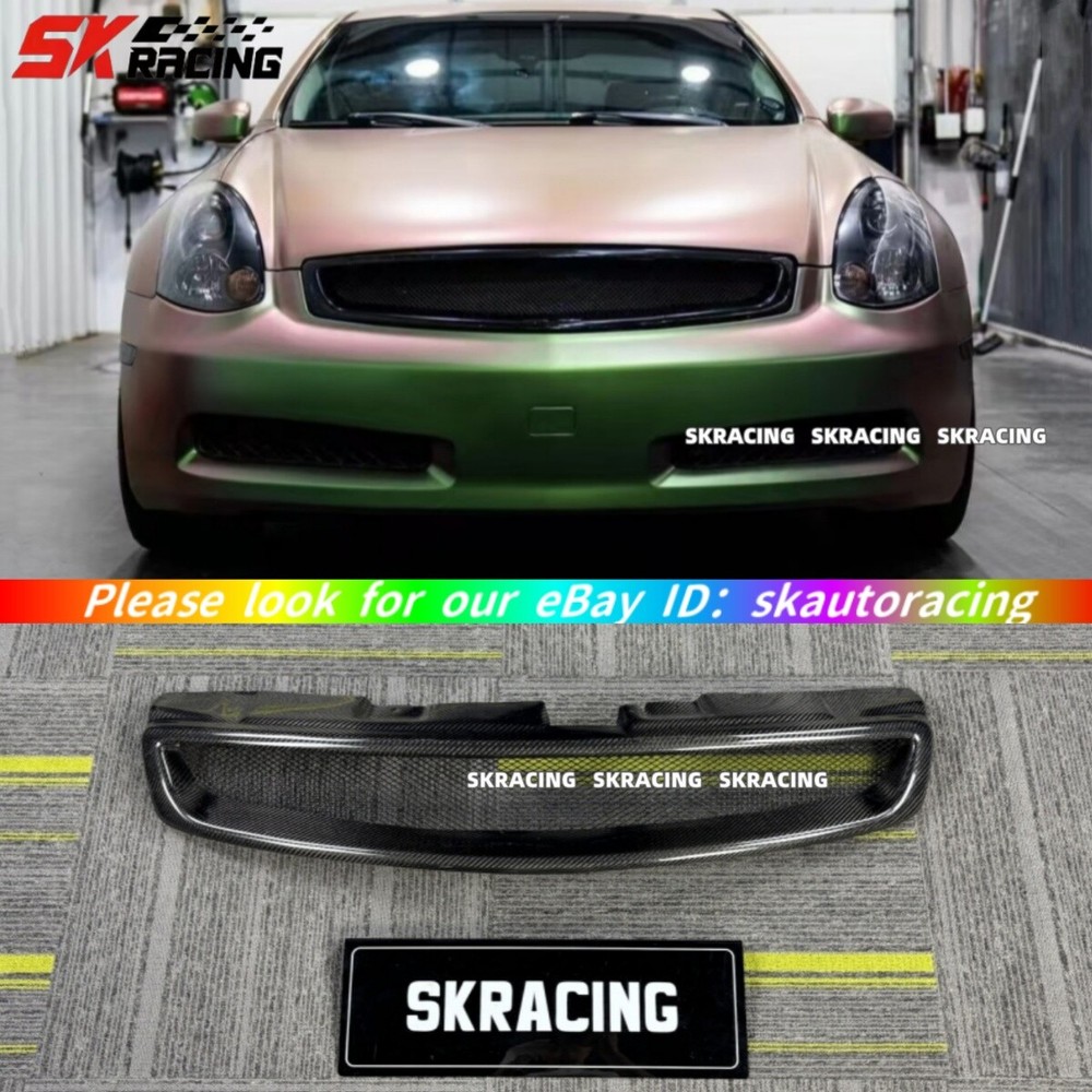 Fits Infiniti G35 350GT 2D Coupe 2003-2007 Real Carbon Fiber Front Grill Grill