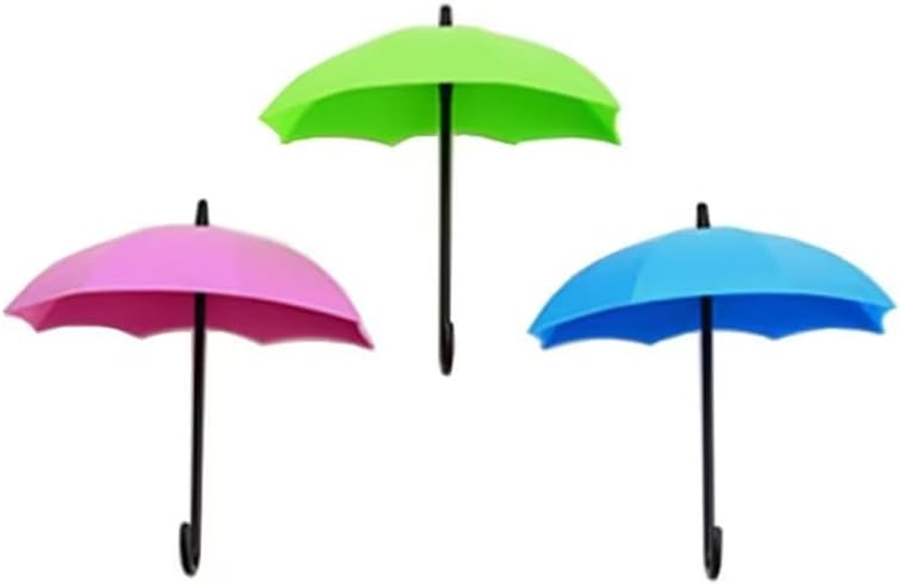 3-Piece Colorful Umbrella Wall Rack with Adhesive Organizer Hooks