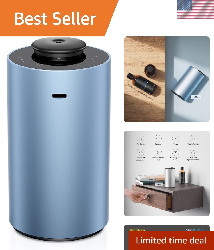 Waterless Aroma Diffuser in Elegant Ice Blue for Home and Travel Use