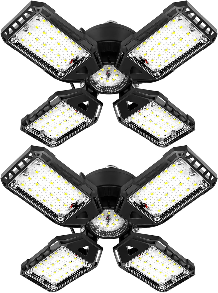 LED Garage Lights Bulb 2 Pack -120W, 12000LM 6500K Led Shop Light with 4+1 Defor