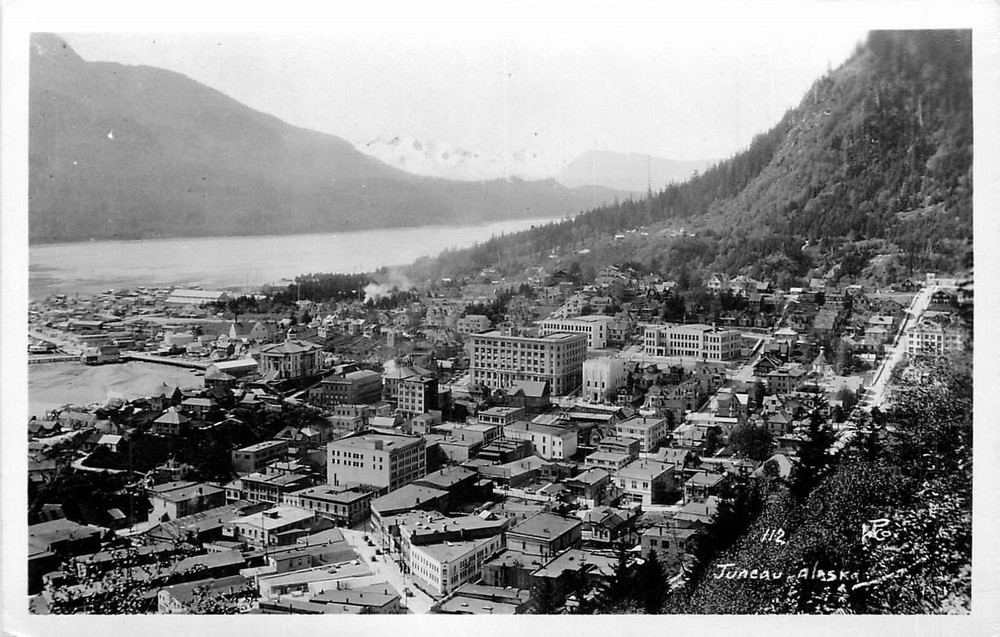 1930s Juneau Alaska Aerial View #112 RPPC Postcard 25-4892