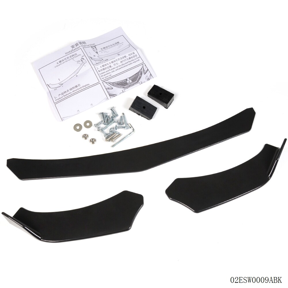 ABS Front Bumper Lip Spoiler Protector Kit - Stylish Body Diffuser & Chin Splitter