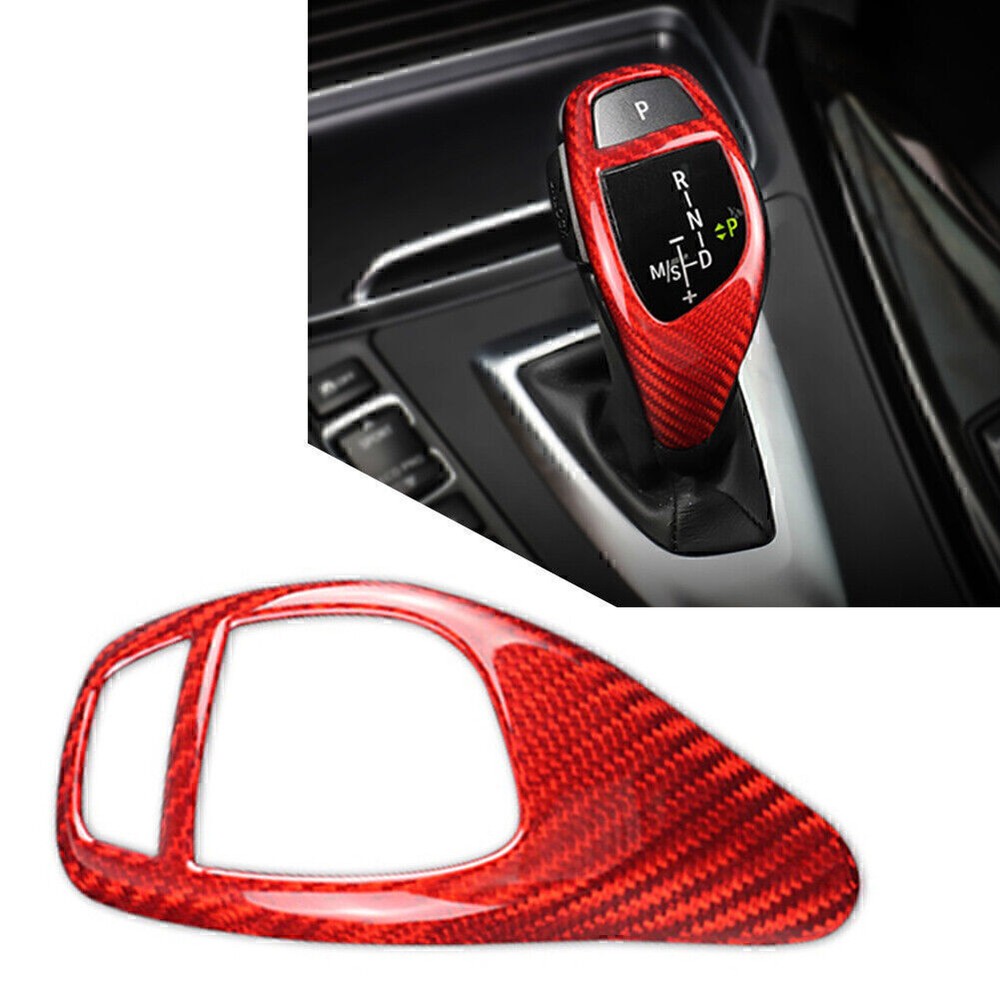 Carbon Fiber Red Gear Shift Knob Cover For BMW 1 2 3 4 5 6 Series X3 X5 X4 US