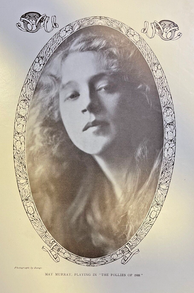 1909 Vintage Magazine Illustration Actress May Murray
