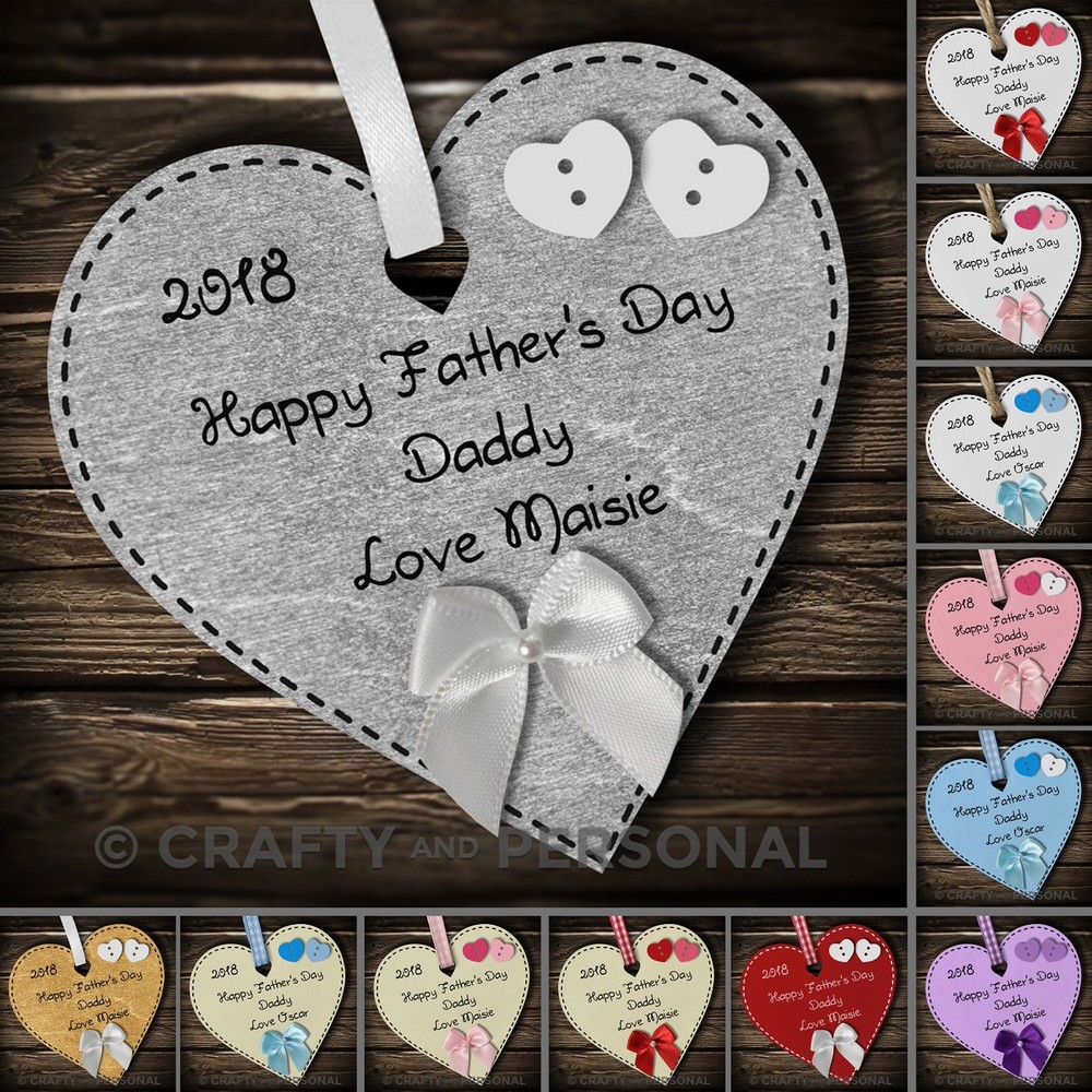 Personalised Fathers Day Gift Plaque or Magnet Heart for Daddy Dad Grandad-image