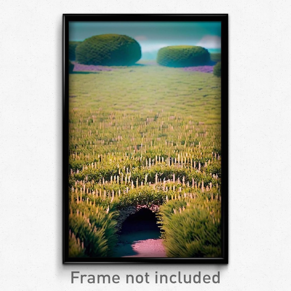 8-Bit Psychedelic Pixel Art Poster - Wide Burrow Trippy Video Game Print