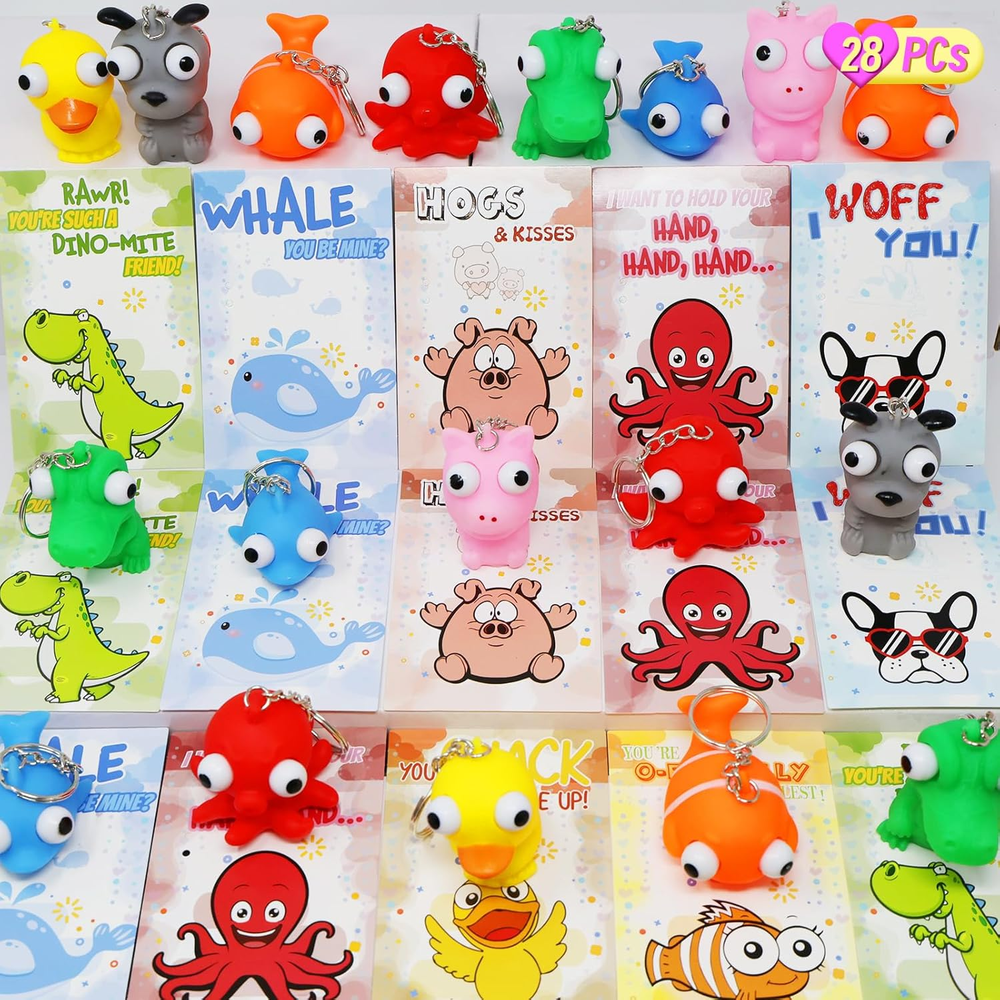 28 Valentines Day Pop Eyes Stress Relief Gift Cards with Squeezable Popping Eyes-image