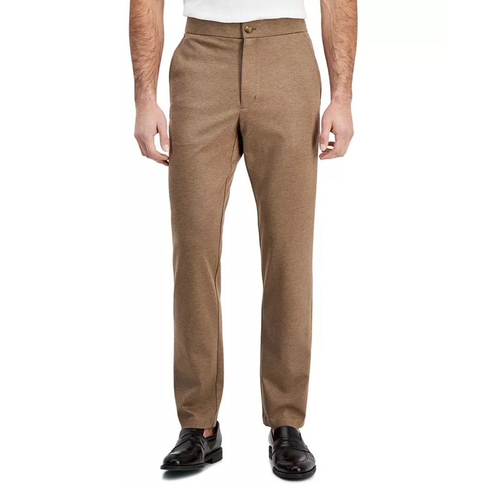 Alfani Men's Heather Brown Stretch Knit Rayon Casual Fit Suit Pants Size 38W 30L