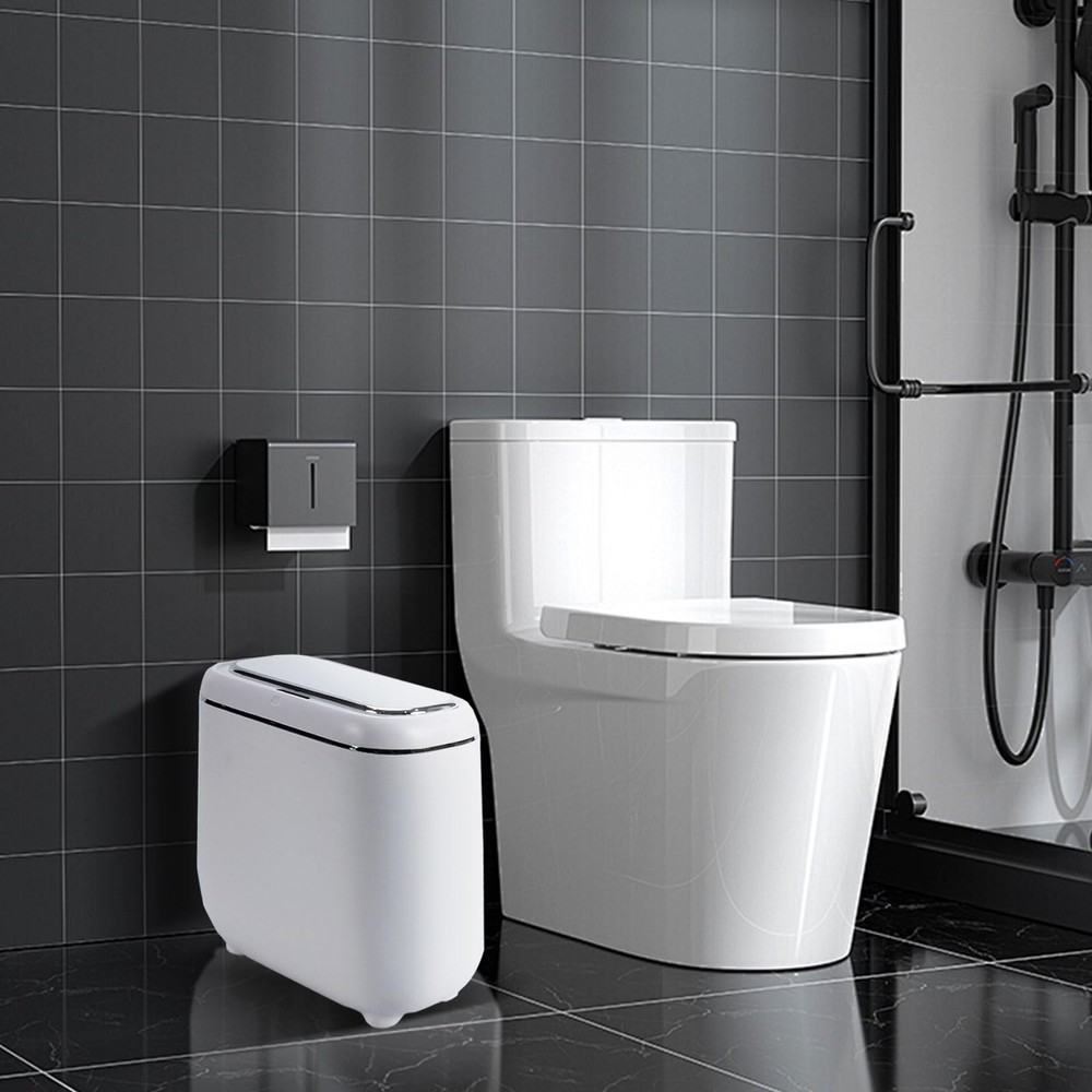 Bote de basura inteligente para baño de 3,7 galones, bote de basura con sensor de movimiento sin contacto con...
