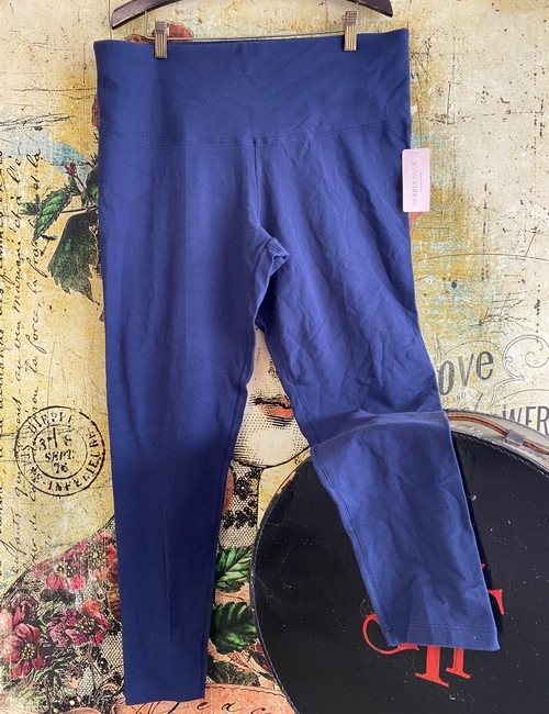 Nearly Nude Cotton Stretch Jersey Leggings Navy 1X New Smoothing Tummy Control