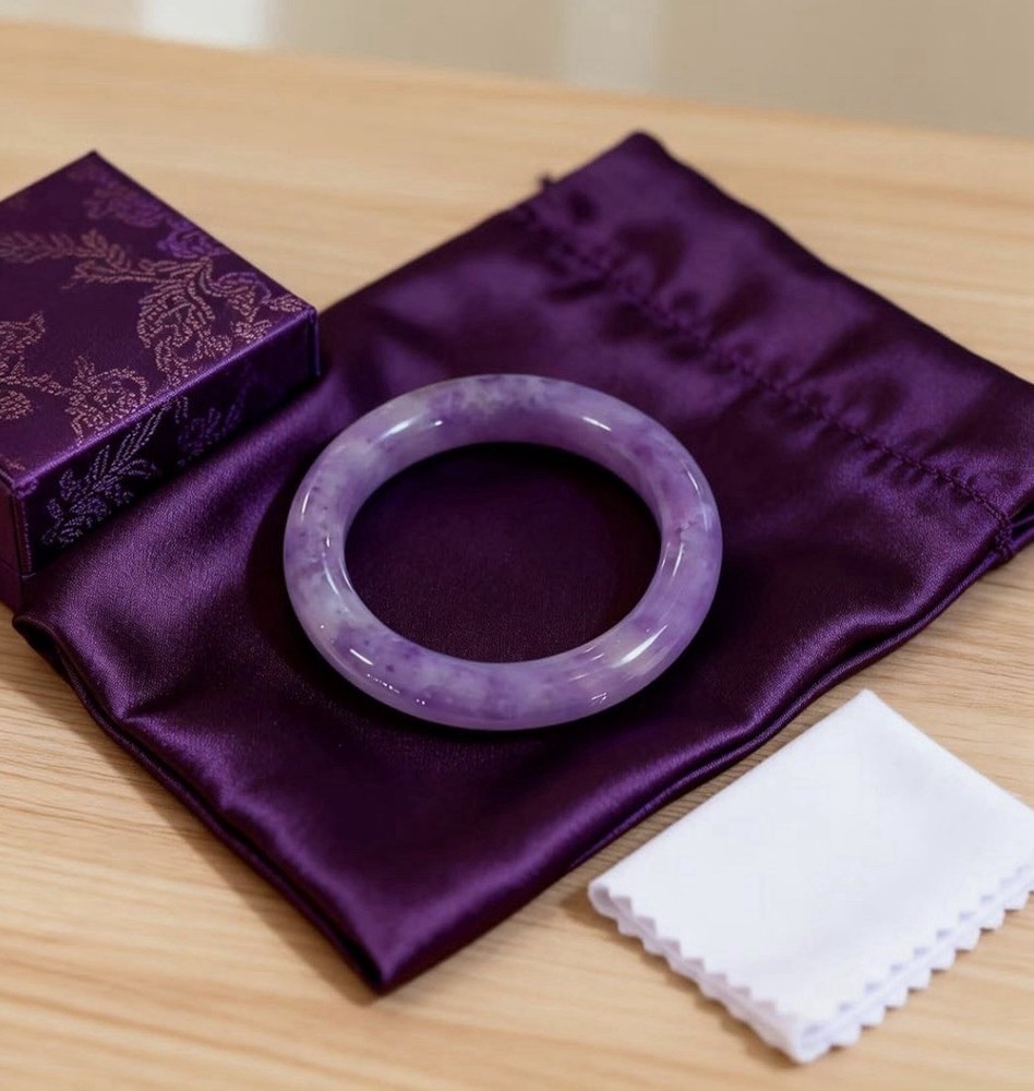 Natural Lavender Jade Bangle Bracelet Round Shape 56mm Inner Diameter Certified