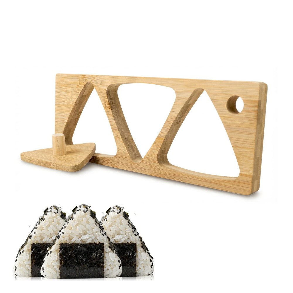3-in-1 Bamboo Onigiri Mold Set, Come With Press Plate Triangle Rice Ball Make...