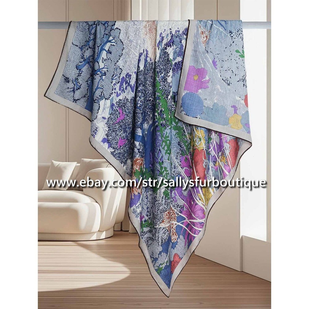 Sallys Boutique 70% Cashmere 30% Silk Nature Print Wrap Scarf Shawl 53 Inches  