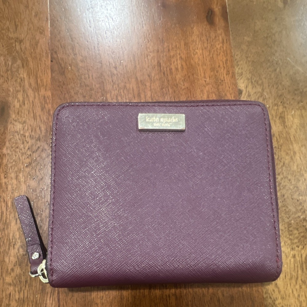 Kate Spade New York Purple Zip-Around Logo Women's Wallet Credit Card Folding