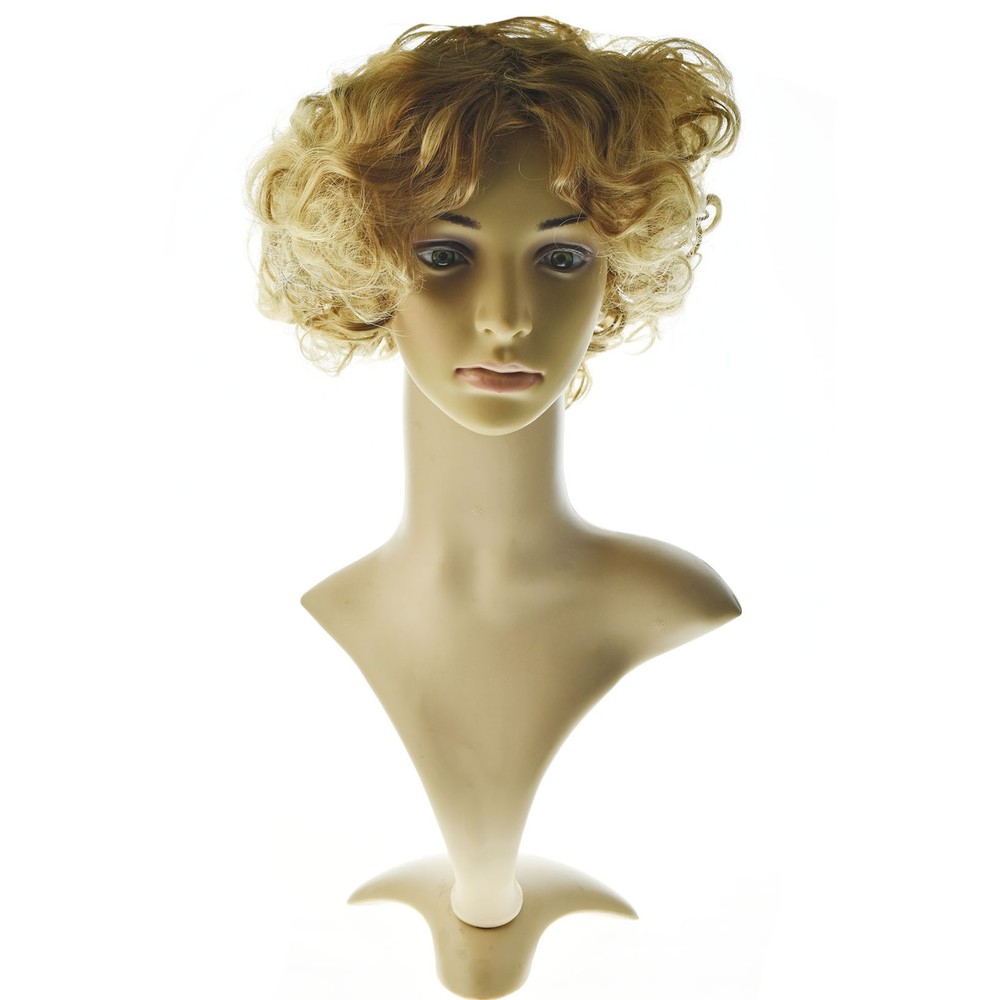 Women Gold Short Straight Wavy Curly Hair Wig Synthetic Full Wigs Cosplay Wig US