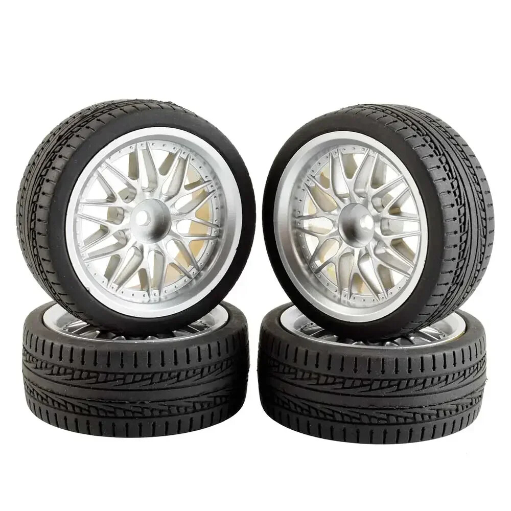 1/10 RC On-Road Tire Wheel Set Compatible with Tamiya TT01 TT02 XV01 TA06 PTG-2 HPI WR8 Kyosho