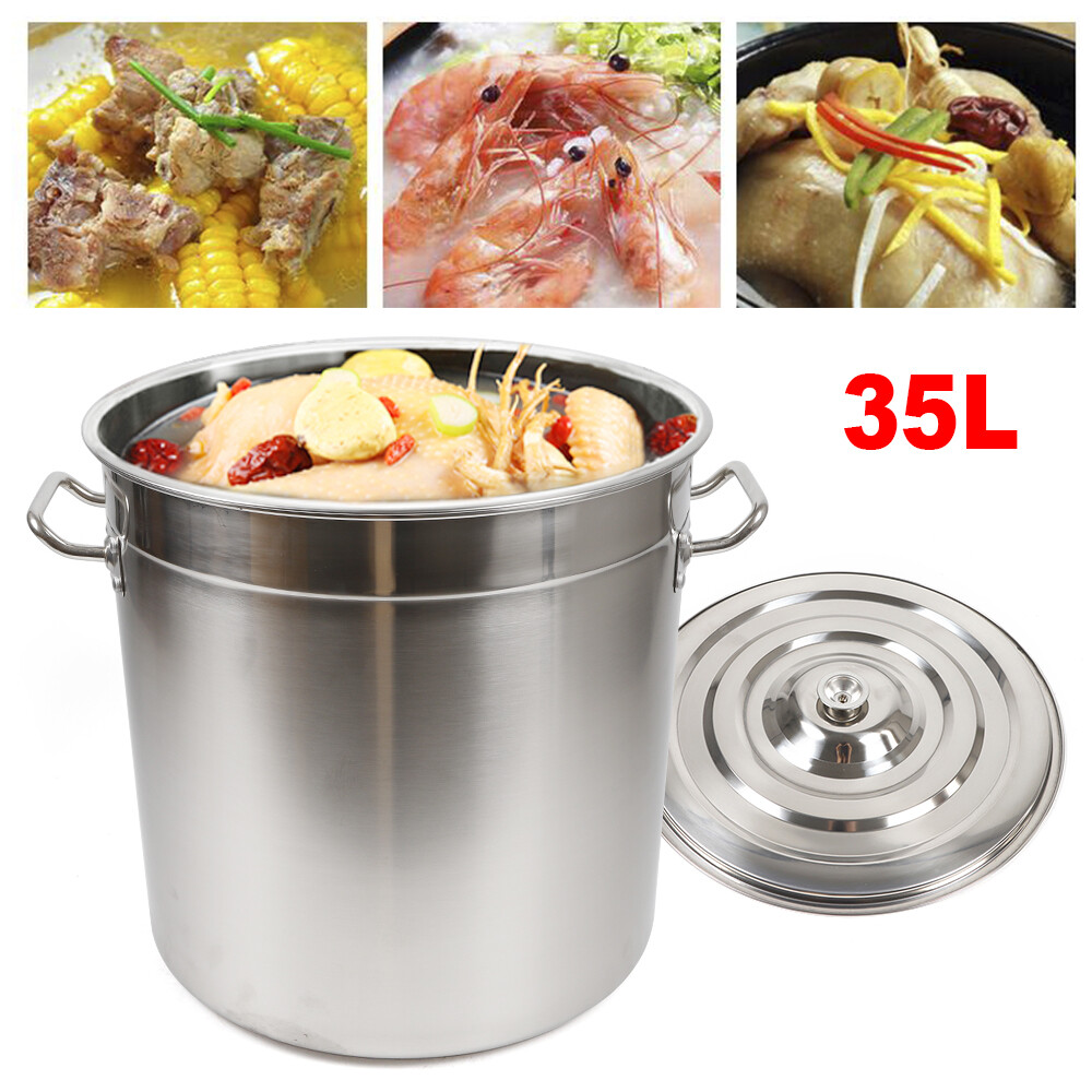 35L Stainless Steel Stock Pot for Kitchen Cooking Soup Restaurant 9.25Gal