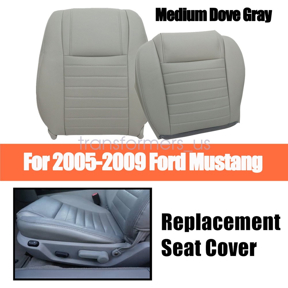 For 2005-2009 Ford Mustang GT Driver Side Bottom & Top Leather Seat Cover Gray