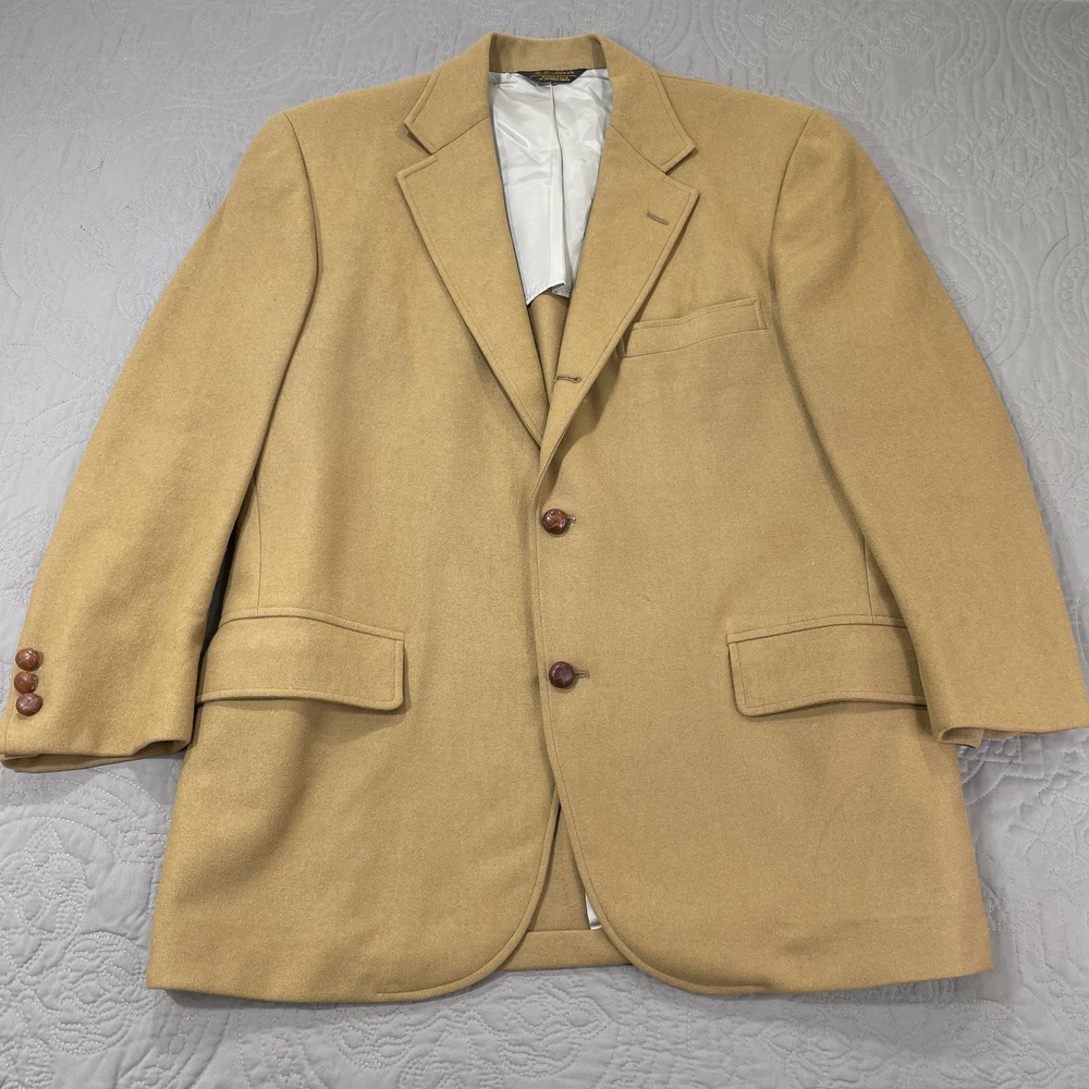 Vintage Southwick Blazer Men 44 Long Tan Wool Coat Sport Jacket Made USA Classic