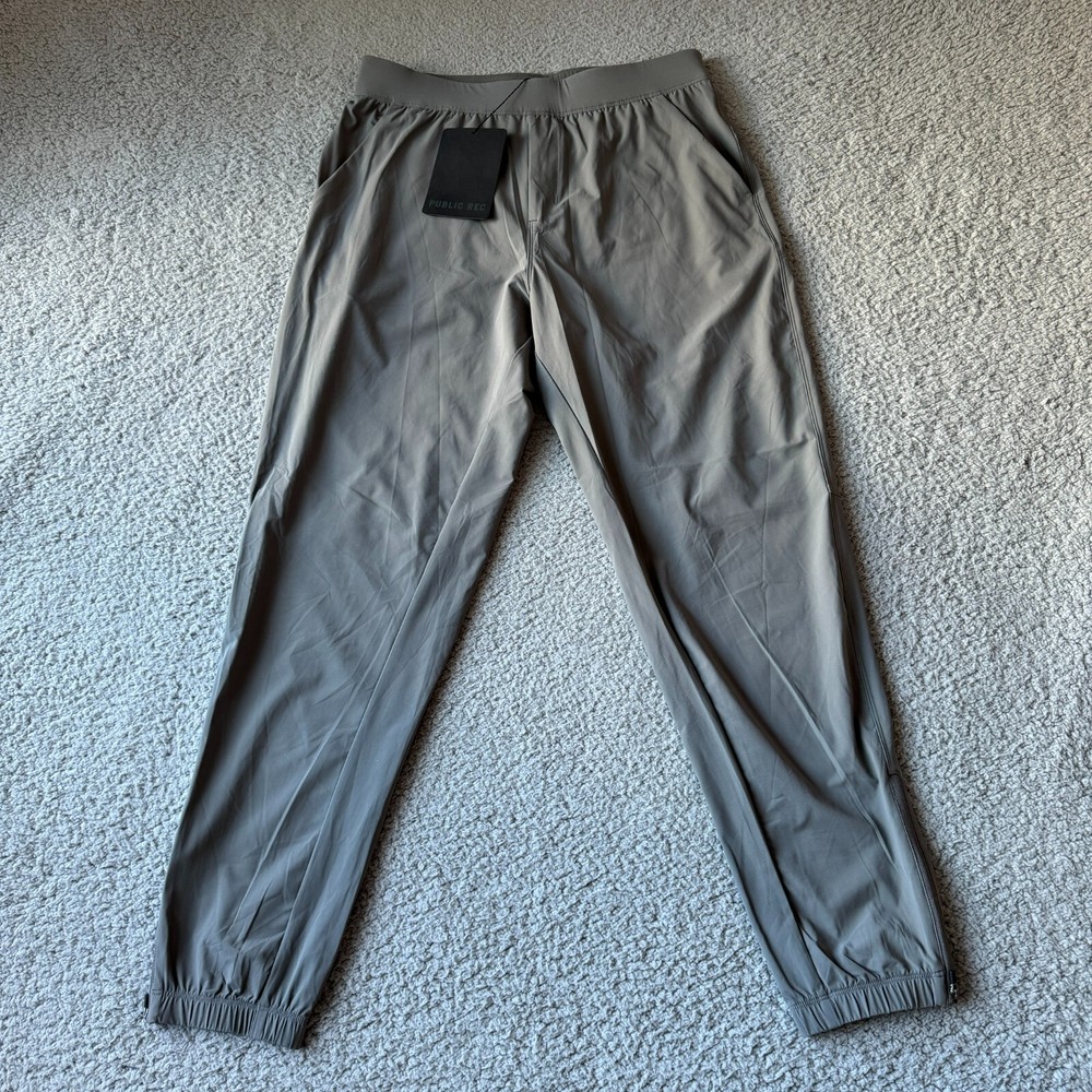 NEW Public Rec Pants Mens 34x32 Gray Stadium Jogger Tapered Nylon Athletic Sport