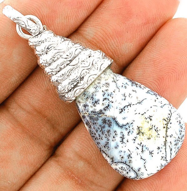Natural Winter Dendritic Opal 925 Sterling Silver Pendant Jewelry @B17-9