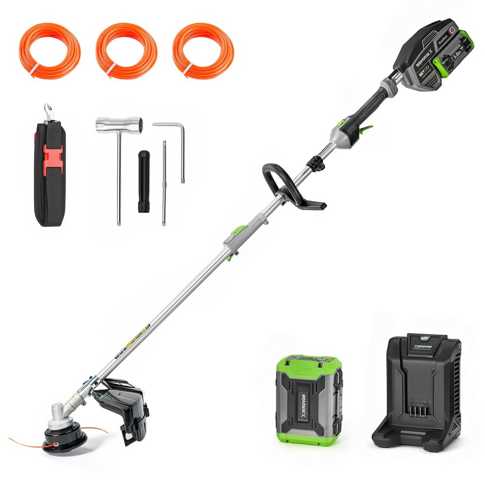 60V Brushless Cordless String Trimmer with 17-Inch Cutting Swath and Dual Speed