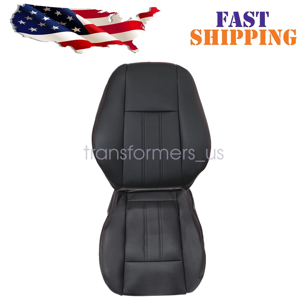 Red Seam For 2008-2020 Dodge Grand Caravan Driver Bottom & Top Seat Cover Black