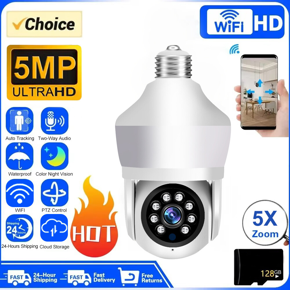 360° 1080P E27 Light Bulb Camera WiFi IR Night Smart Home Wireless Security