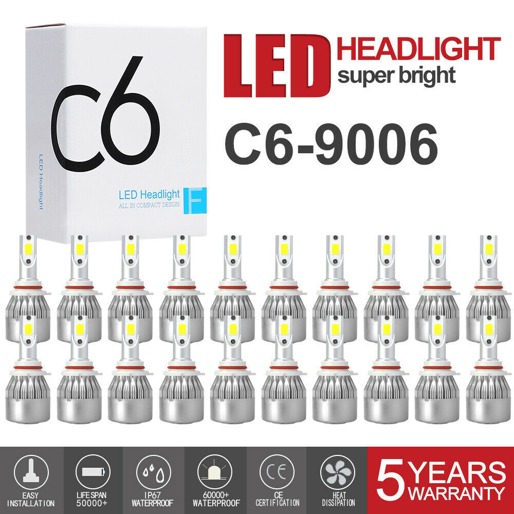 20x 9006 HB4 LED Headlight Fog Lights Kit 6500K White Bulbs Hi/Low Beam 720000LM