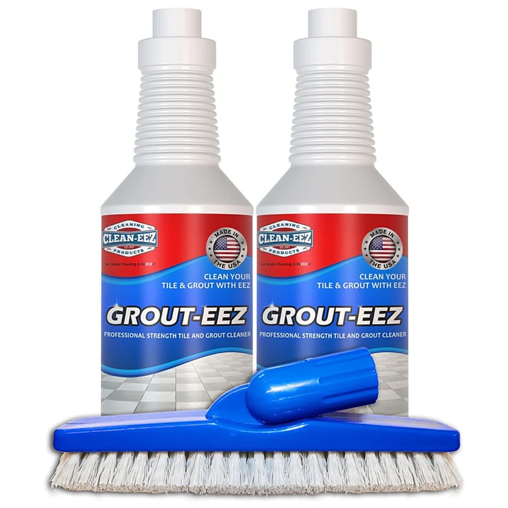 Clean-eez Grout Cleaner 2 Pack with Free Stand-Up Brush - Stain Remover Heavy...