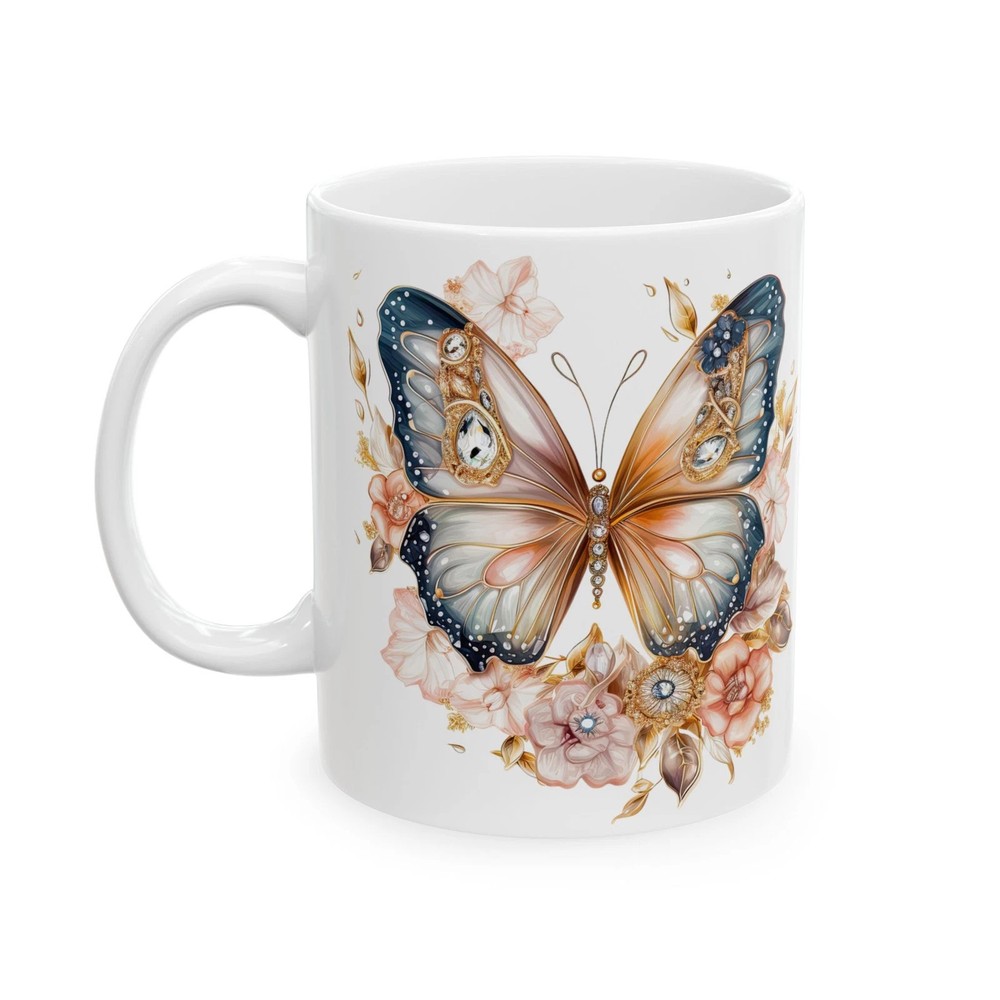 Butterfly Floral Double-Sided Print 11oz Ceramic Coffee Mug
