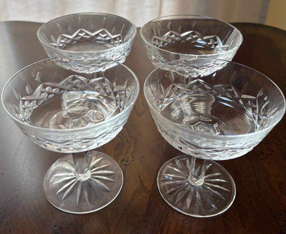 Vintage Waterford Crystal Lismore 4.25 in. Sherbet Champaign Glass Set of 4