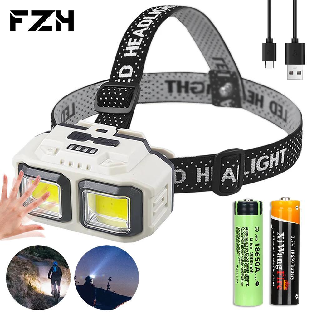 USB Rechargeable Headlight Battery LED Multicolor Plastic Waterproof Portable