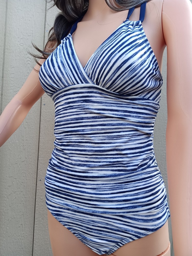 Time and True Missy Shirred Waist One Piece Swimsuit in Medium Size 8-10