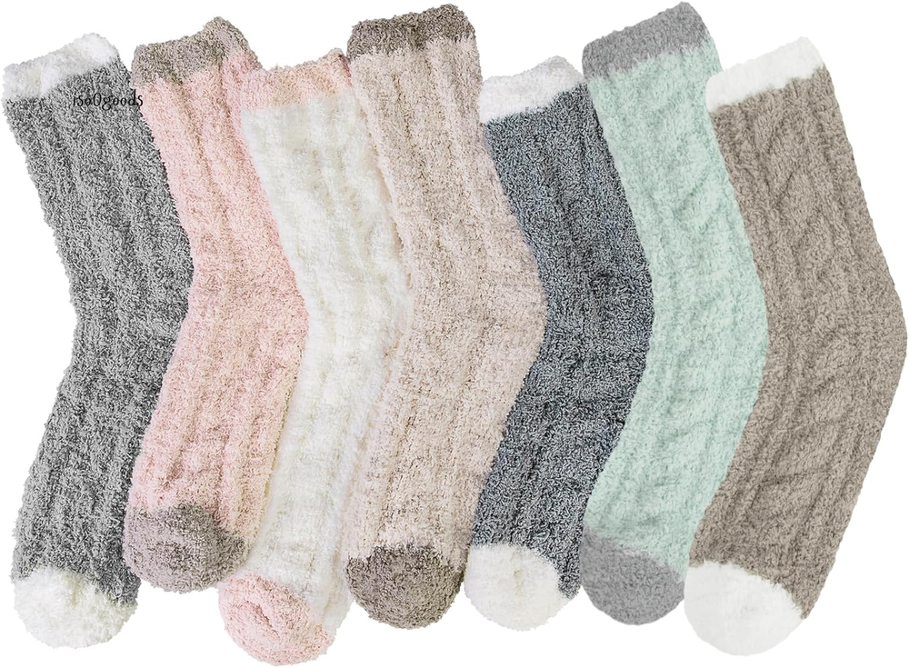7 Pairs Womens Winter Fuzzy Socks Cozy Fluffy Socks Warm Fuzzy Christmas