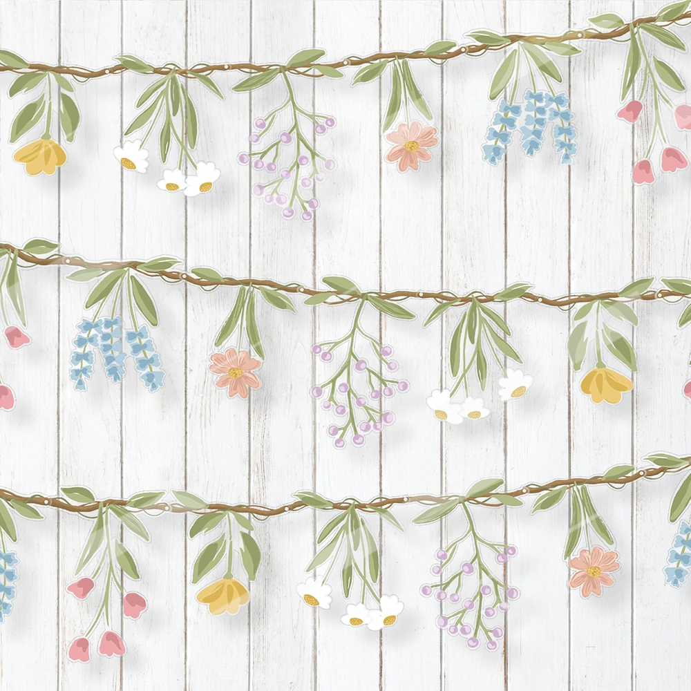 Flower Banner Wildflower Garland Floral for Enchanted Garden Theme Picnic Weddin