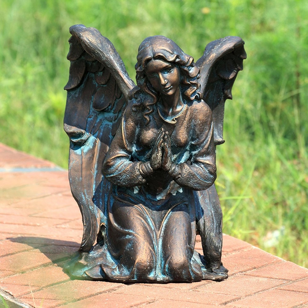 Antique Bronze Finish Thoughtful Angel Garden Statue by SPI Home