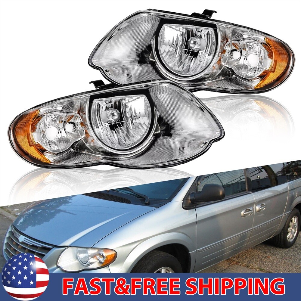 Fits Chrysler Town & Country 3.3L 3.8L 2005-2007 Headlights Assembly Set Pair
