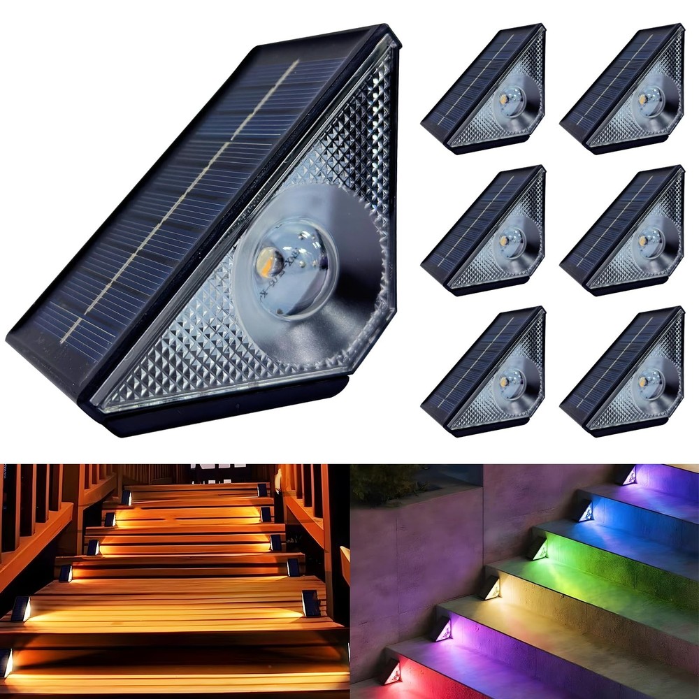 6 Pack Solar Step Lights Outdoor Waterproof Warm White LED Stair Lights