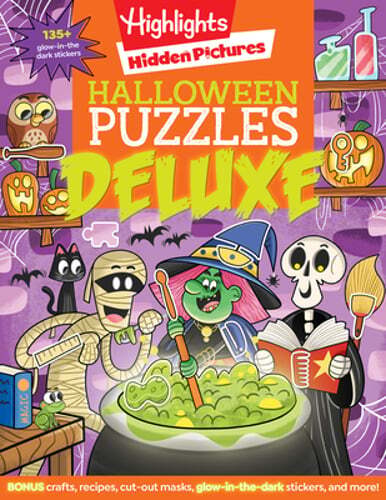 Halloween Puzzles Deluxe: Halloween Activity Book for Kids, 135 Glow-In-The-Dark