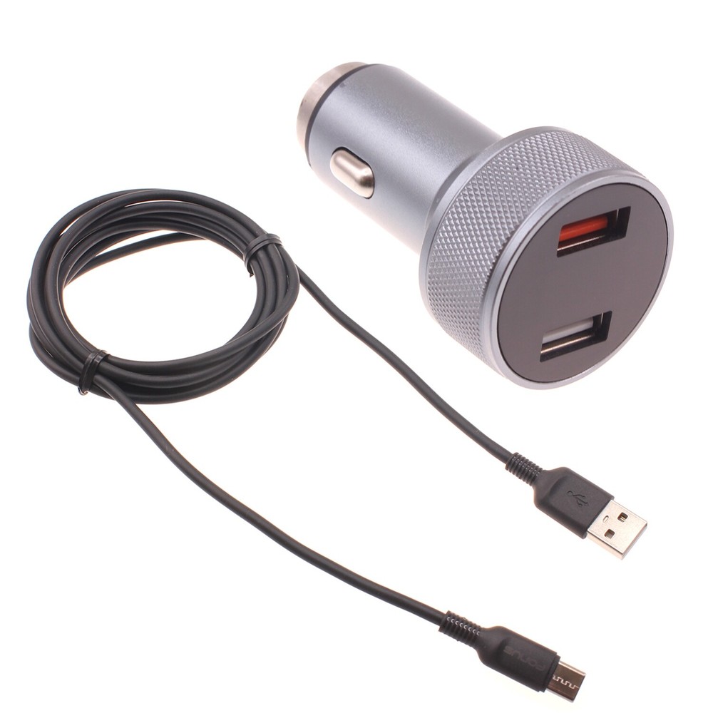 24W Fast 2-Port Car Charger with 6ft USB-C Cable for Samsung Galaxy S25/Ultra/Plus
