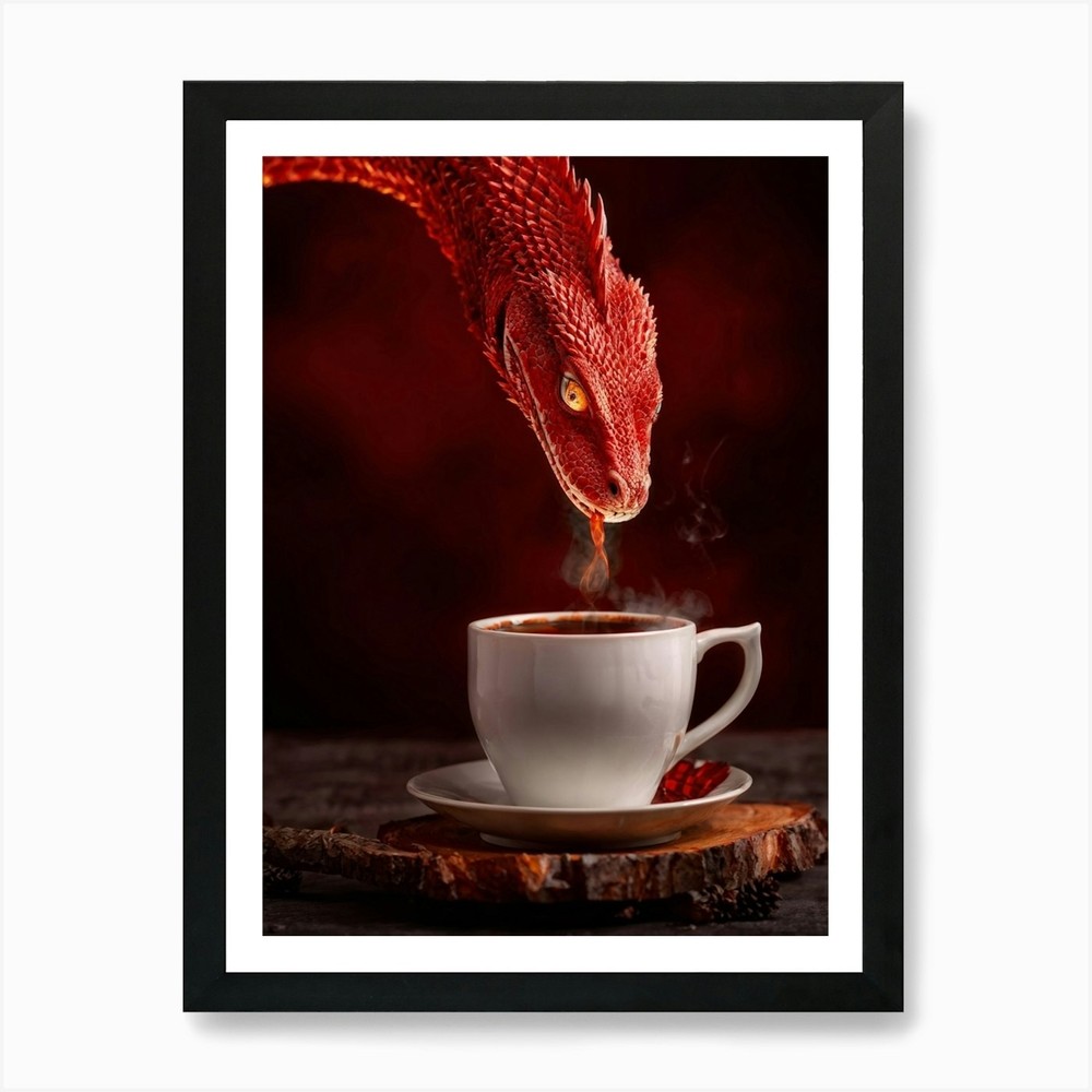 Red Dragon Scales Shimmering With V Framed Wall Art Poster Canvas Print Picture
