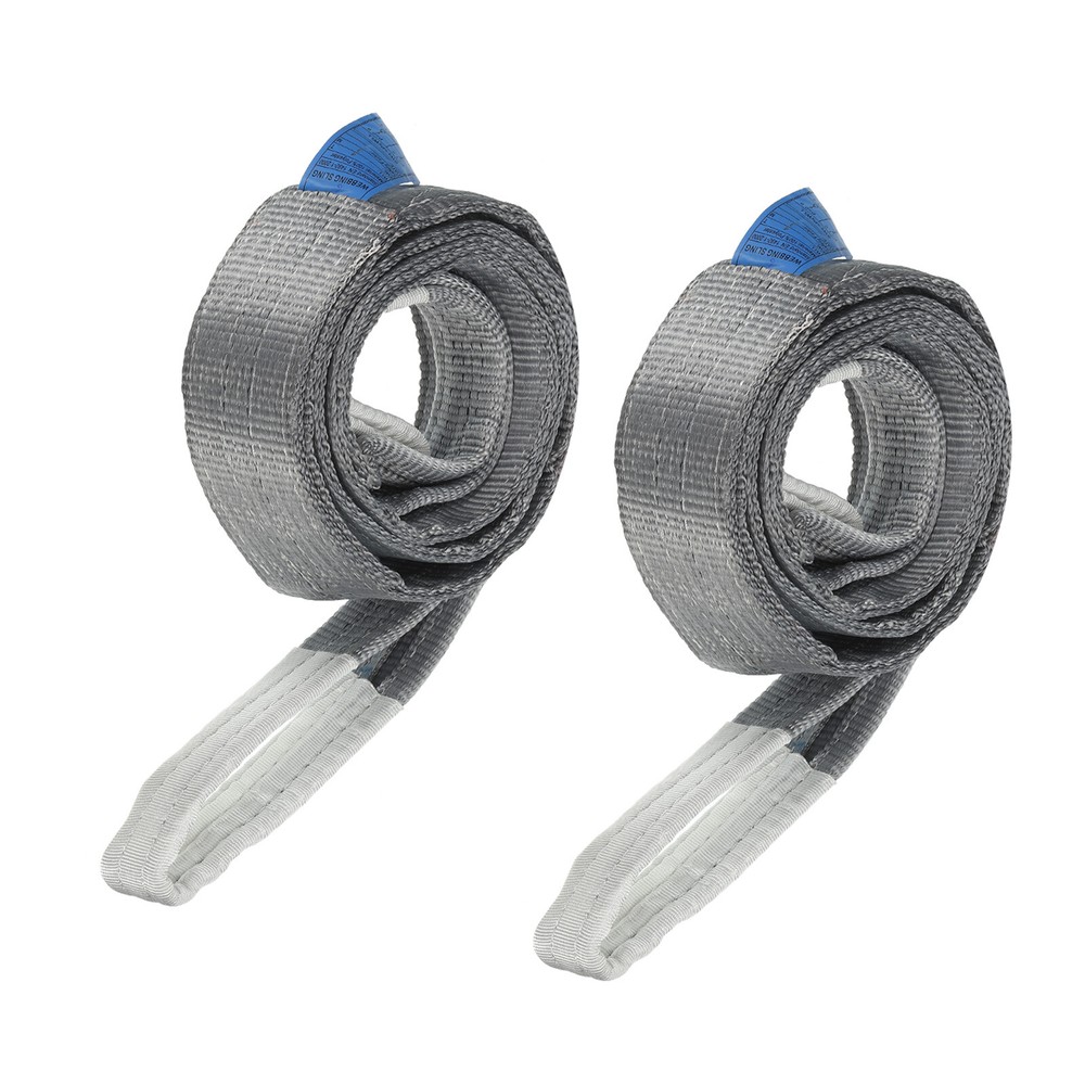 2 Pcs Lifting Slings Straps Polyester 6ft Flat Lifting Belts(8818lbs) Grey