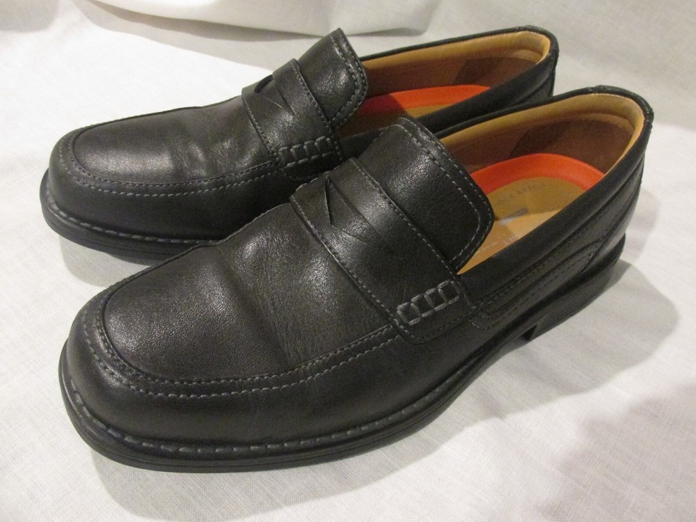 Men's Rockport Black Leather Penny Loafers 9M Walkability Comfort