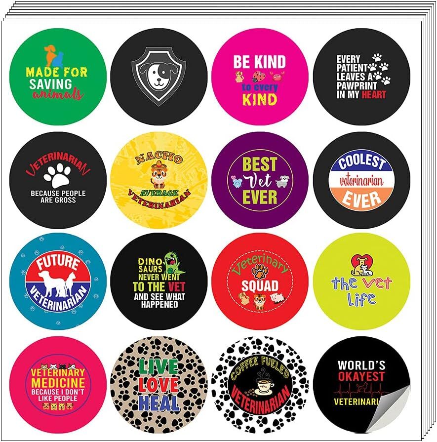 Professional Veterinarian Stickers – 5 Sets with 16 Unique Designs