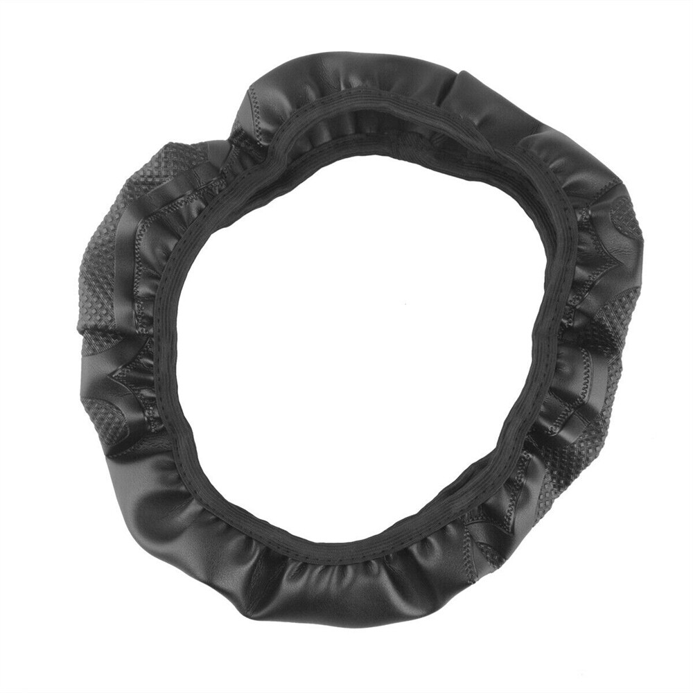 Universal Steering Wheel Cover Black Leather Anti-slip 15''/38cm Car Accessories