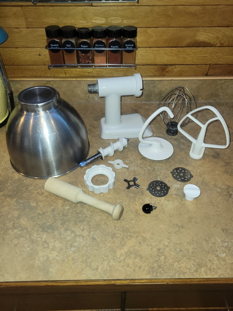 Kitchen Aid Mixer Parts - Meat Grinder - Stainless Steel 4.5 Qt. Bowl