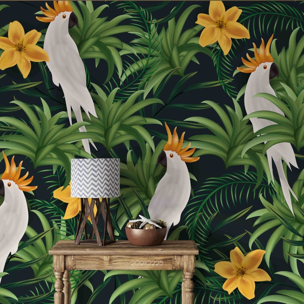 3D Flower Leaves Parrot Pattern Wall Murals Wallpaper Murals Wall Sticker